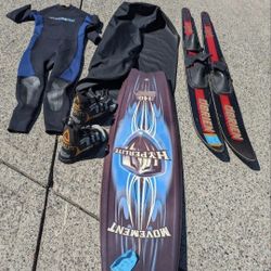 Wetsuit, Hyperlite Movement Wakeboard with Hyperlite Vario Bindings, O'Brien Water Skis
