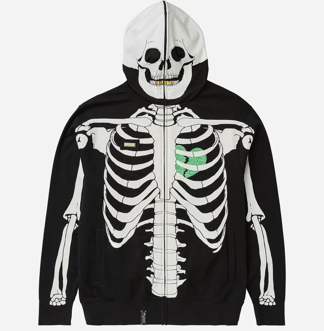LRG Lifted Research Group Dead Serious Skeleton Mask Halloween Zip Up Hoodie LARGE