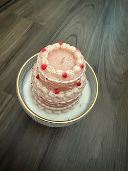 Pink Cake-Shaped Decorative Candle