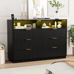 B664 $180  Fluted 6 Drawer Dresser for Bedroom