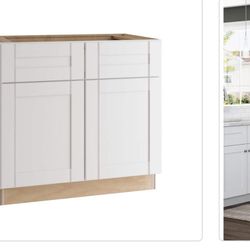 Contractor Express Cabinets Arlington Vesper White Plywood Shaker Stock Assembled Sink Base Kitchen Cabinet Soft Close 36 in W x 24 in D x 34.5 in H