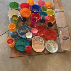 Children Plastic Cups, Plates And Bowls