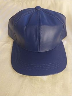 REDUCED - Genuine Leather Baseball Ball Cap Adjustable - Navy