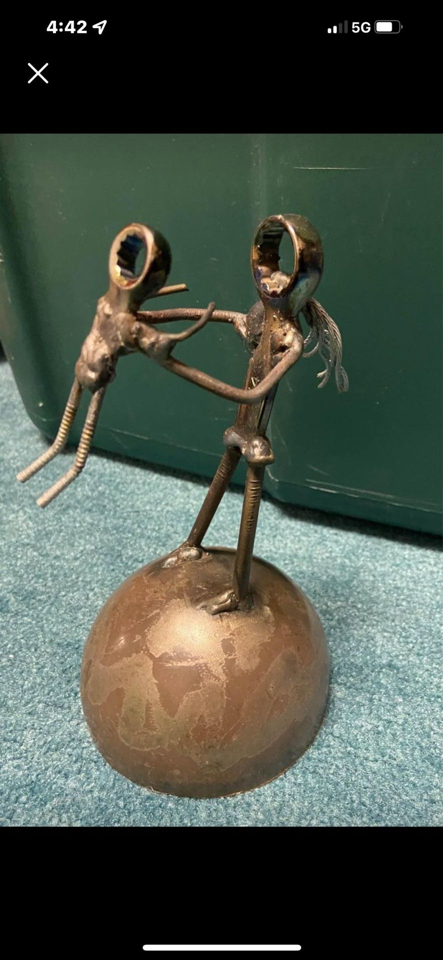 Miscellaneous vintage nuts and bolts bronze art piece.