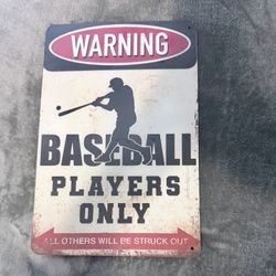 Baseball Sign For Room