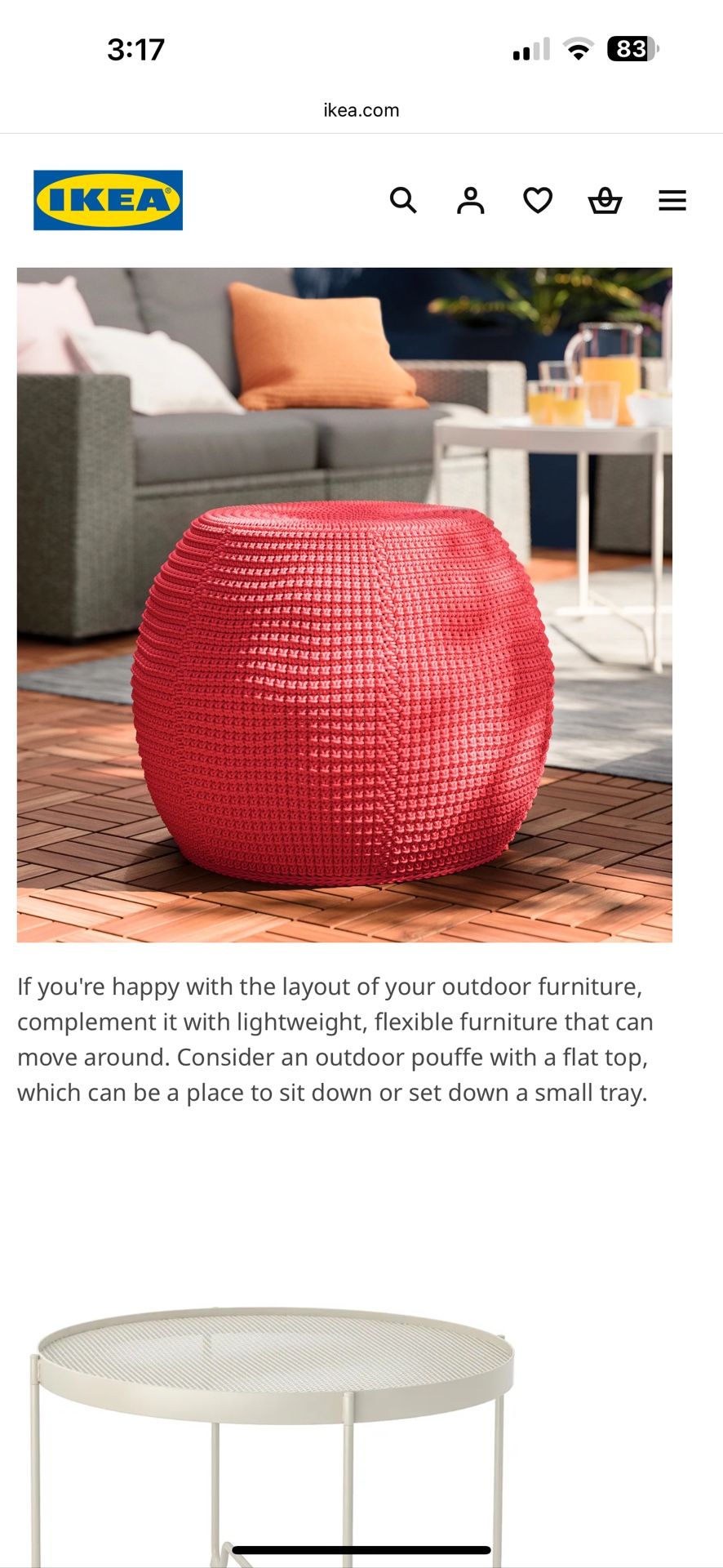 Ikea Innerskar Pouffe Frame Indoor/Outdoor ( Otteron ) 18 7/8" Frame ONLY, New