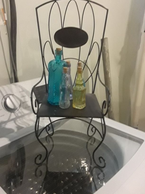 Doll Chair & 5 Small Bottles
