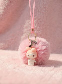 Sanrio Hello Kitty Keychains With Furball And Charm