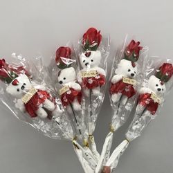 6pcs artificial rose gift bear bouquet for any occasion