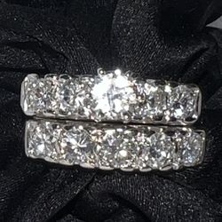 Antique “Harmony” Setting 14k White Gold Wedding Set 