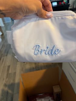 Bride Emergency Kit Bag + Wedding Handkerchief – Light Blue Embroidery