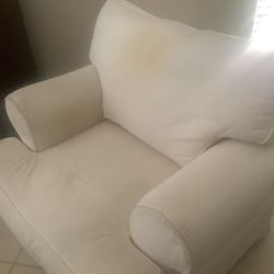 White Roll Arm Chair