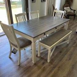 Bolanburg Two-tone Rectangular Dining Set
Table & 4 Side Chairs & Bench