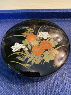 Cloisonné Style Vintage Asian Floral Coaster Set