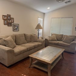 Sofa, love seat and coffee table