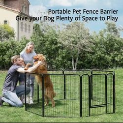 32'' 8 Panel Foldable Metal Pet Fence Barrier 