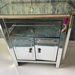 Mirrored Nightstand Cabinet