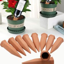 New in box Plant Watering Stakes Pack Automatic Plant Waterers for Vacations, Plant Watering Devices Terracotta Self Watering Spikes for Wine Bottles 