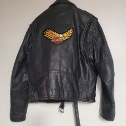 Rare Vintage Eagle Patch Leather Jacket 80s- 90s Biker