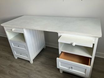 White Executive Desk with Storage