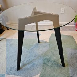 Glass And Wood Round  Bistro Table