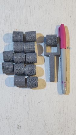 Textured Roller stamp cylinders, relief earring clay pattern (Celtic knots, braided weaves, tires, and basketweaves)