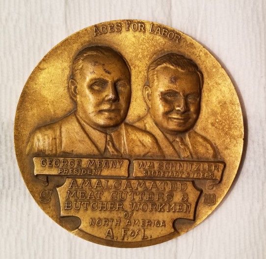 Vintage Heavy Brass Medal/Paperweight Aces For Labor