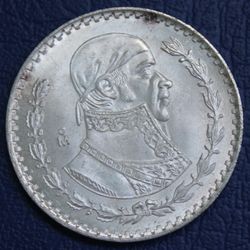 1963 Mexico 1 Peso Morelos Silver Coin
