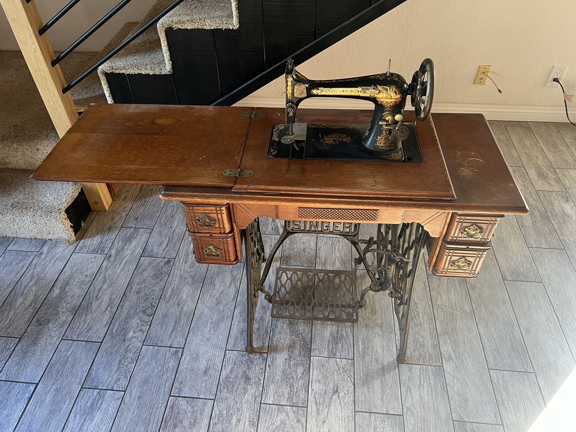 RARE FIND - Antique Singer Sewing Machine Table