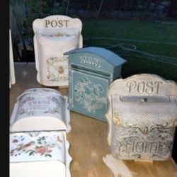 MAILBOXES $4 EACH IF YOU BUY $50 GOOD FOR SMALL BUSINESS, FLEA MARKET, SALES ...ONLINE PRICING IN PICS. ALL METAL SHABBY CHIC PAINTED