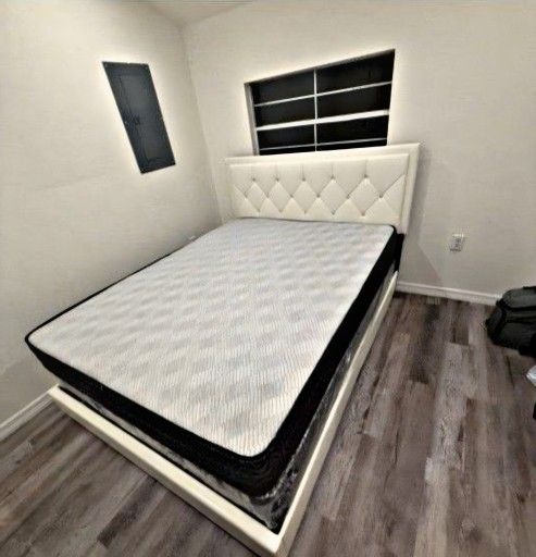 New Queen Size Bed Frame With Mattress Dimond Headboard