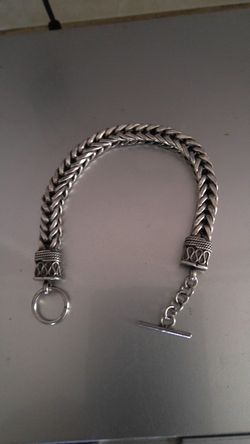Suarti Woven Wheat Sterling Silver BA Bali Byzantine Toggle Bracelet 925 8mm 24g