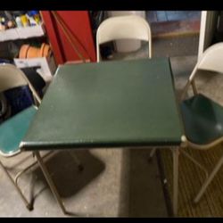Vintage Folding Table & 3 Chairs