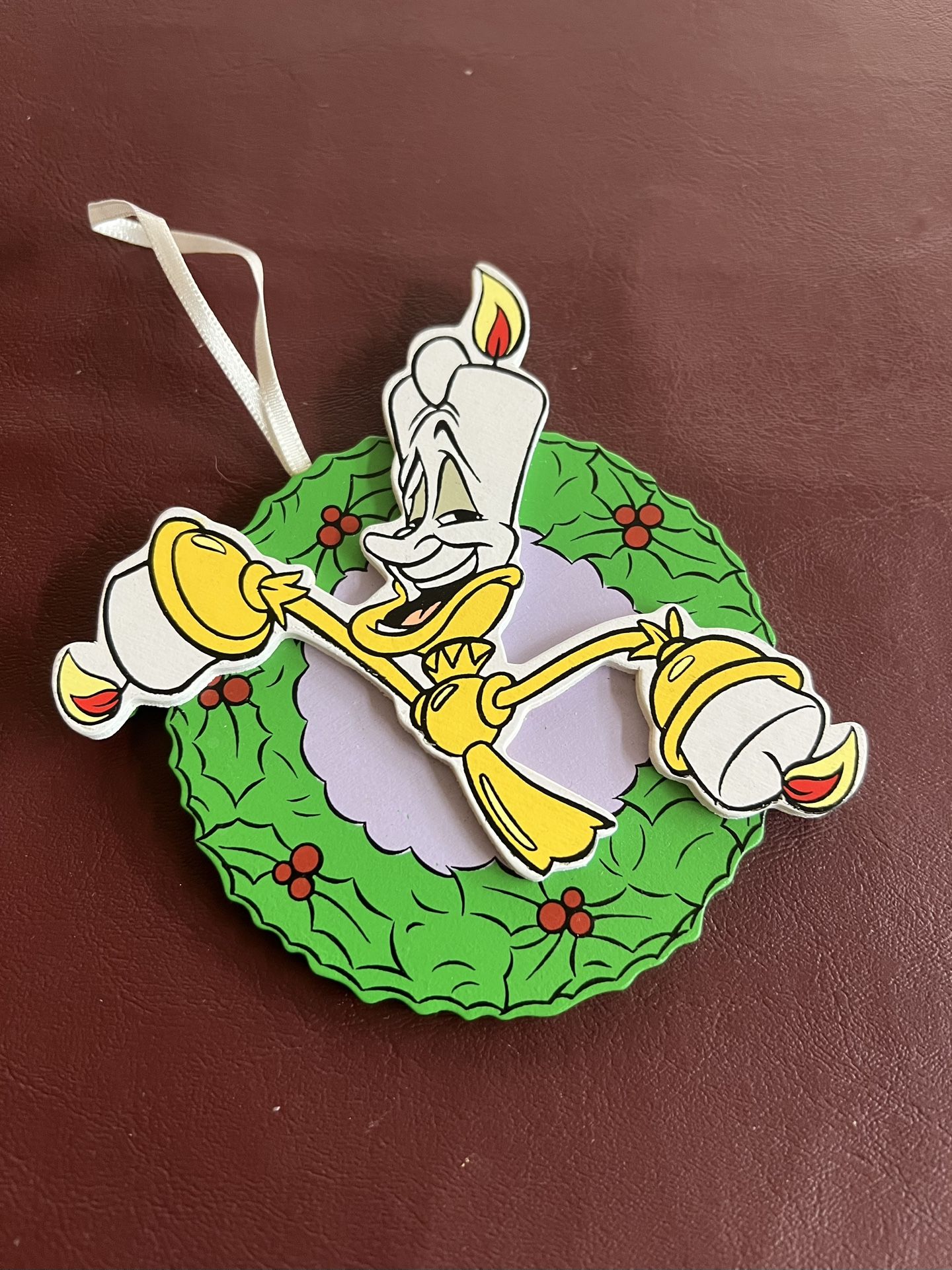 Kurt Adler Disney LUMIERE Beauty And The Beast Wooden Christmas Ornament