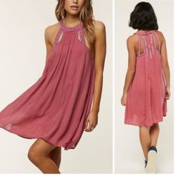 Women’s O’Neill Luminous High Neck Pink Embroidered Trim Dress