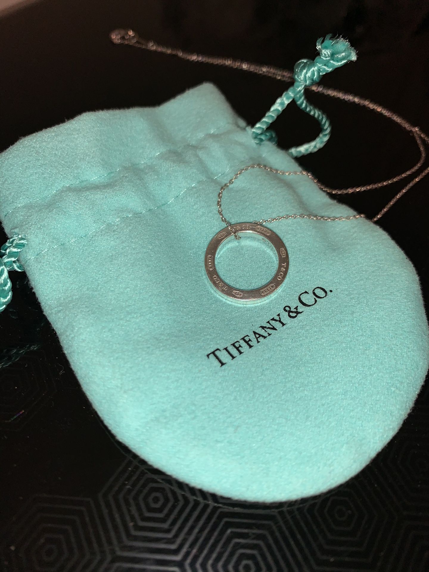 Tiffany and Co 1837® Circle Pendant neck