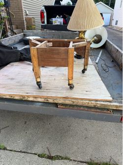 Wooden Antique Bakery Cart on Wheels, solid and sturdy, $20
