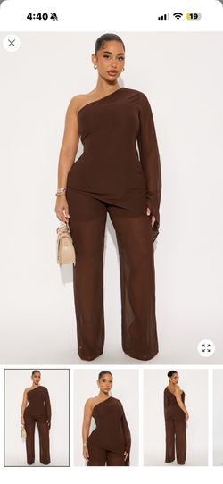 One Shoulder Pants Set Fashion Nova