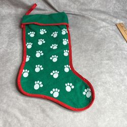 Felt Christmas Stocking With Dog Paws 