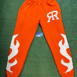 Orange embroidered sweatpants