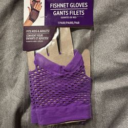 Fishnet Gloves Purple One Size