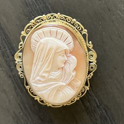 Vintage Cameo Brooch Of Madonna