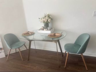 Glass Table Gold Accent 2 chairs