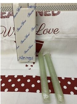 2451 Princess House Light Green Tapered Candles 8" High Set of 6 NIB