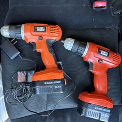 Two Black Decker Drills W/ Battery And Charger
