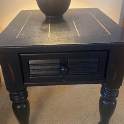 Black Matching Solid Wood End Tables