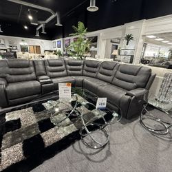 Power Recliner Sectional With Adjustable Headrest 