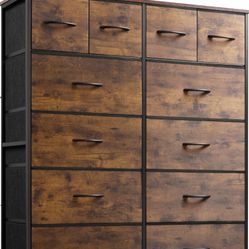 WLIVE Tall Dresser for Bedroom with 12 Drawers, Chests of Drawers, Fabric Dresser for Bedroom, Closet, Fabric Storage Dressers with Drawers, Steel Fra