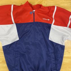 Adidas S red blue white jacket 