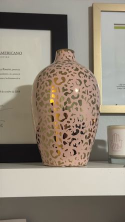 Pink Ceramic Cutout Vase Lantern